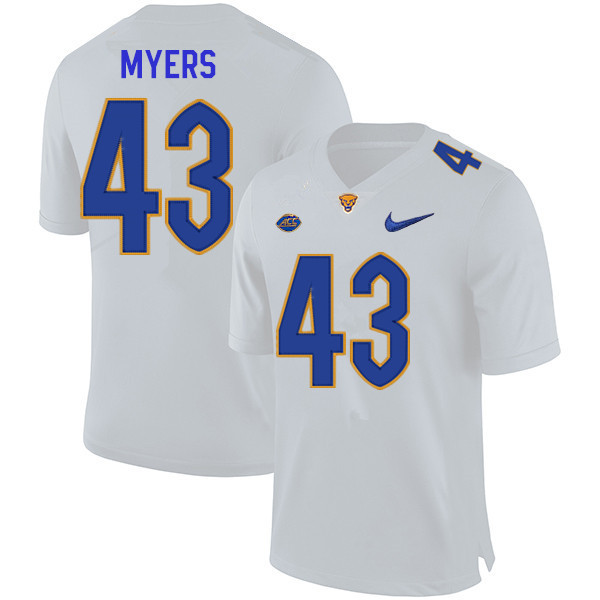 Men #43 Eli Myers Pitt Panthers College Football Jerseys Sale-White